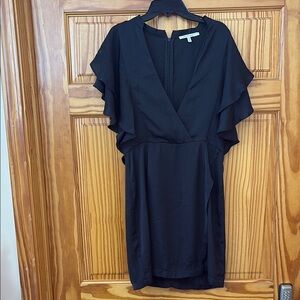 Avec Les Filles Blue Sheath Mini Dress with Flutter Sleeves